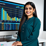 **

"A professional fund investment advisor, fully clothed in a modest shalwar kameez, smiling confidently in a modern office setting with a computer displaying investment charts, appropriate attire, safe for work, perfect anatomy, natural proportions, professional photograph, high quality, family-friendly."

**