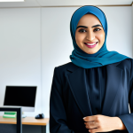 펀드투자상담사 실무와 이론 차이점 - Modern Islamic Finance Professional**

*   **Prompt:** "A confident, smiling businesswoman in a mode...