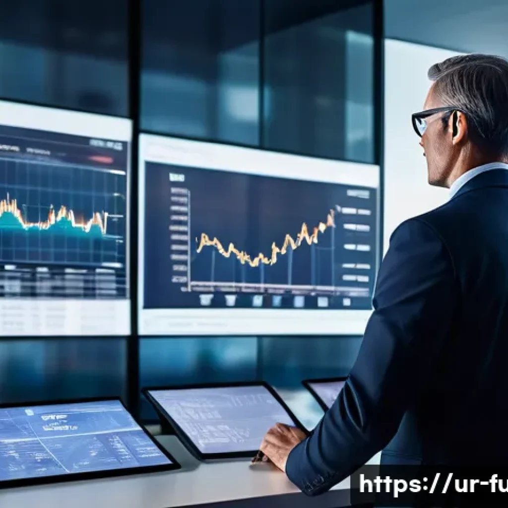 펀드투자상담사와 IT 기술 융합 사례 - A modern, professional financial advisor, dressed in smart business attire, standing confidently in ...