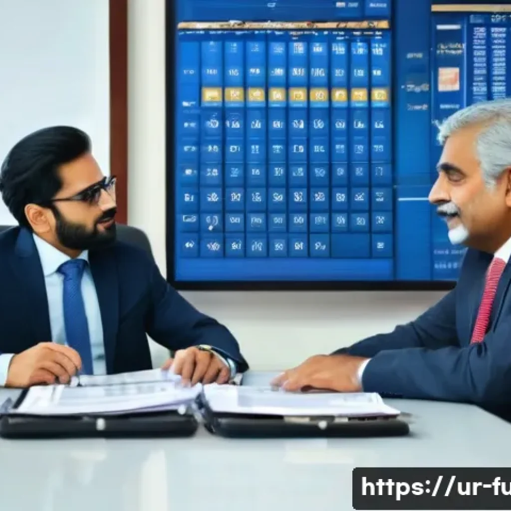 펀드투자상담사 자격증으로 확대 가능한 경력 - A professional Pakistani financial advisor in a modern office setting, wearing formal business attir...