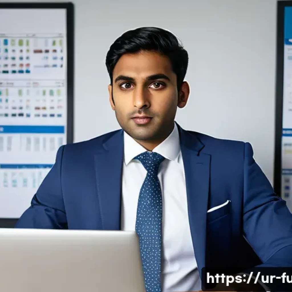 펀드투자상담사 면접 후기 - A professional South Asian man in his early 30s wearing a sharp business suit and tie, seated confid...
