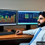 Home 20 펀드투자상담사로서 업무 자동화 활용 - A modern financial advisor’s office in Karachi, Pakistan, showing a professional male advisor using ...